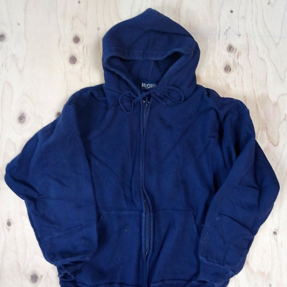 Vintage Nucleus Zipper Hoodie Sweatshirt Navy Blue View 2